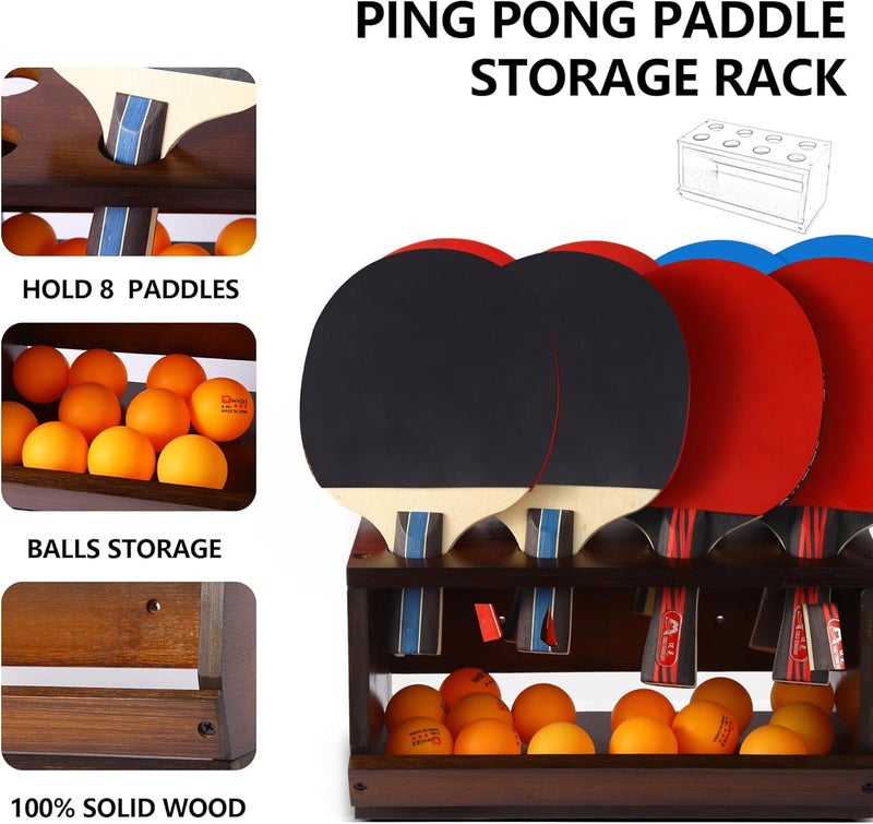 Onemacc Ping Pong Paddle Holder, Ping Pong Paddle Storage Rack Hold 8 Rackets, 2-in-1 Wall Mount & Countertop Table Tennis Holder for Garage, Game Room, Bar and Men Cave - Image 3